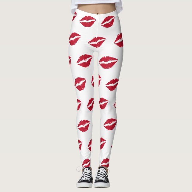 Red Lips Kiss Leggings (Frente)
