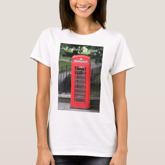 Red London Telephone Booth em camisa feminina (Frente)