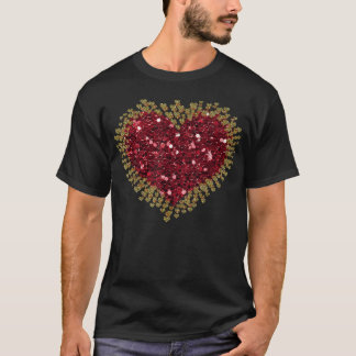 Red Love Heart Shirt Dia de os namorados Tops Mulh