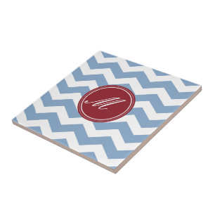 Red & Maroon Chevron com Azulejos Monogramas
