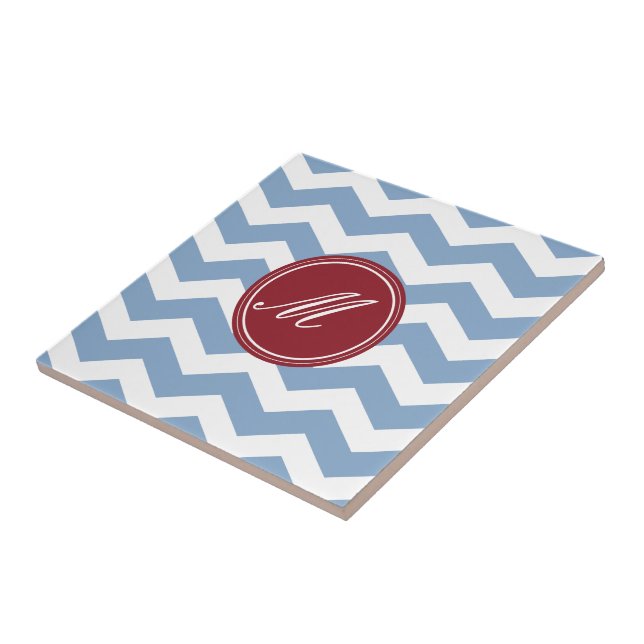 Red & Maroon Chevron com Azulejos Monogramas (Lateral)