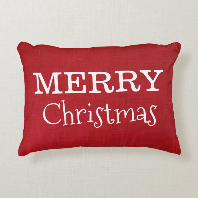 “Red Merry Christmas” Almofada Decorativa (Frente)