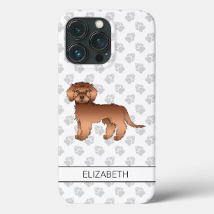 Red Mini Goldendoodle Cartoon Cachorro e Nome