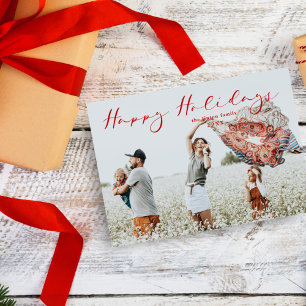 Red Minimalist Happy Holidays Modern Script 