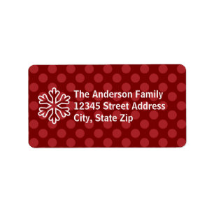 Red Mod Dots Snowflake - Etiqueta de Endereço