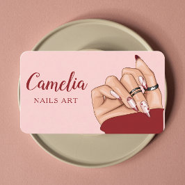 Red Nail Artist Salon Qr Code Cartão de visita Ros