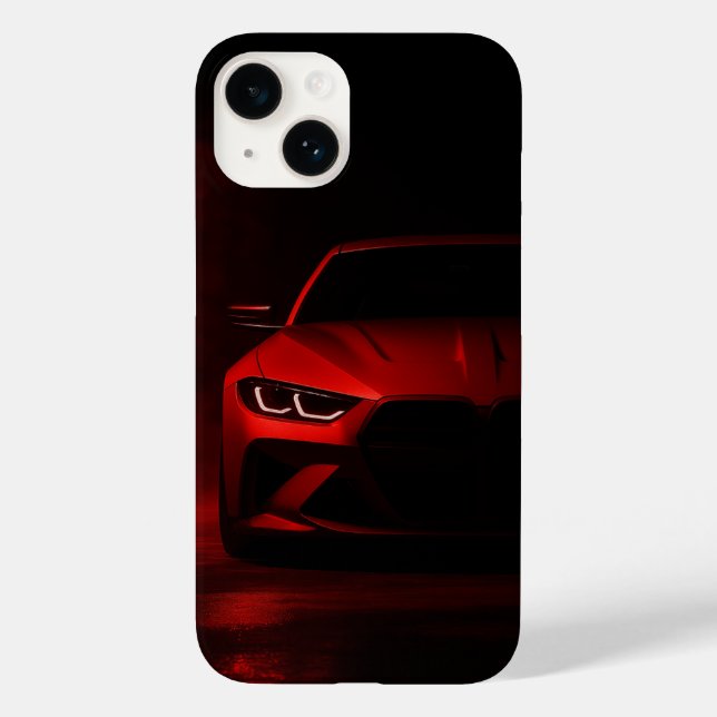 Red Neon Power: Luxury Sports Car in Glowing Fog (Verso)