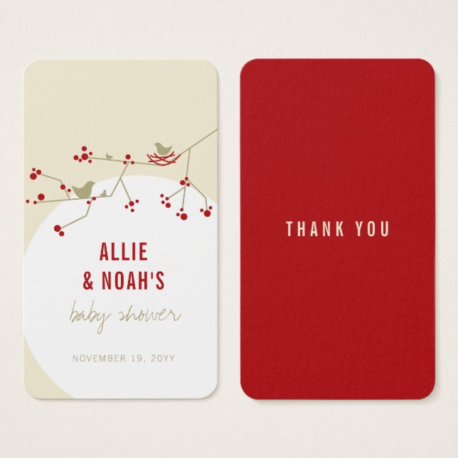 Red Nesting Birds Family Chá de fraldas DIY Gift T (Frente & Verso)