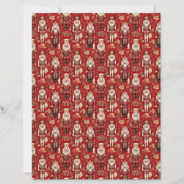Red nutcrackers pattern Christmas craft paper (Frente)