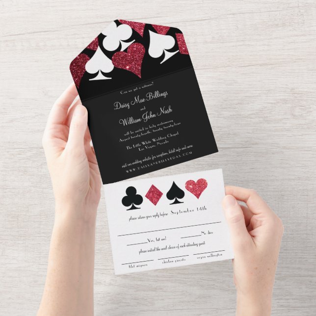 Red on Black Faux Glitter Las Vegas (Tearaway)