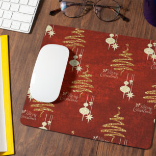 Red & Ouro Feliz Mousepad de Natal