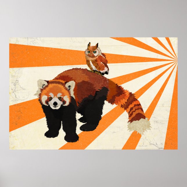 Red Panda & Owl Art Poster (Frente)