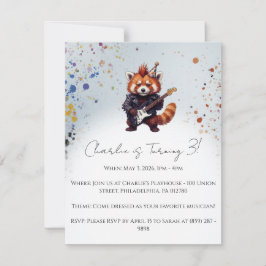 Red Panda Rocker Birthday Invitation