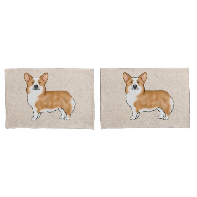 Red Pembroke Welsh Corgi - Cartoon Dogs Beige (Frente - conjunto)