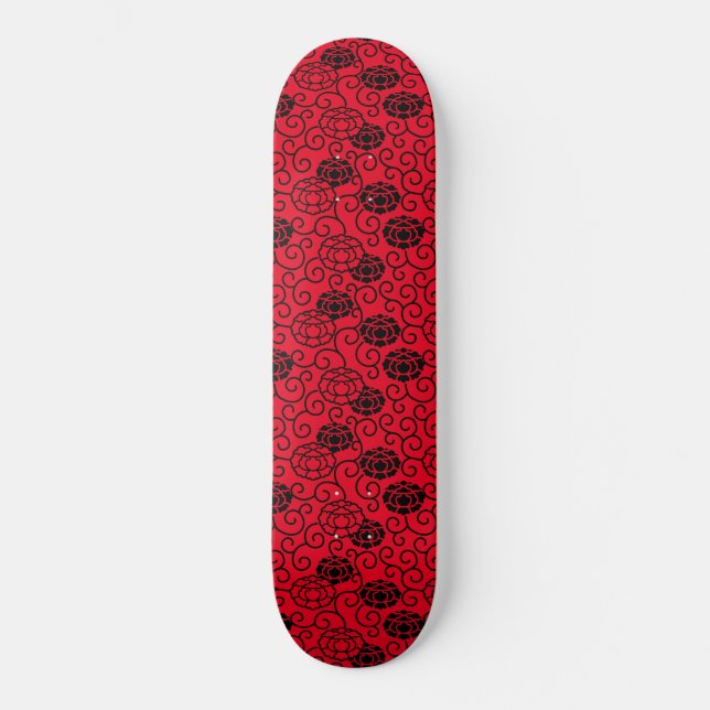 Red Peonies Skateboard (Frente)
