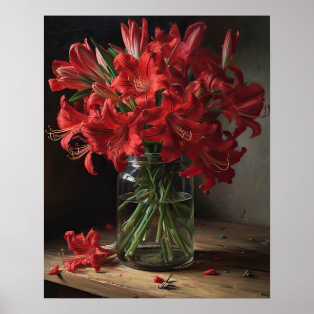 Red Peruvian Lily Flowers Art Impressão (Frente)
