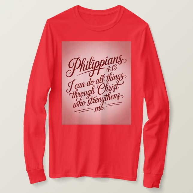 Red Philippians Bible Quote T-Shirt (Frente do Design)