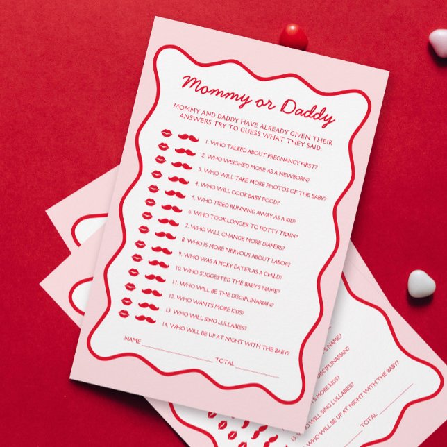 Red Pink Cherry Chá de fraldas Adivinha Quem Joga (Criador carregado)