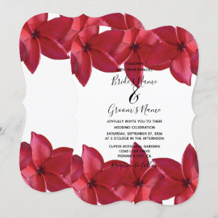 Red Plumeria Frangipani Convites para Casamento