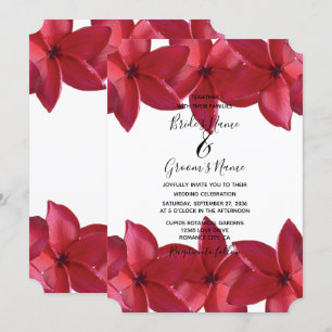 Red Plumeria Frangipani Convites para Casamento