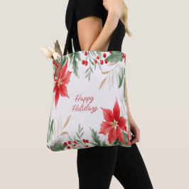 Red Poinsettia Feriado Tote Bag