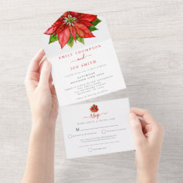 Red Poinsettia Guest Endereça Casamento de Natal