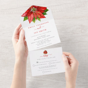 Red Poinsettia Guest Endereça Casamento de Natal