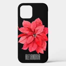 Red Poinsettia no nome personalizado preto