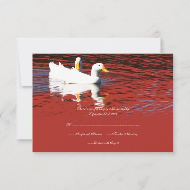 Red Pop Art Pekin Ducks Convite RSVP (Frente)