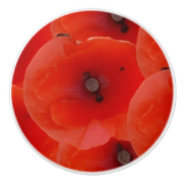 Red Poppoes Design Ceramic Pull Handles