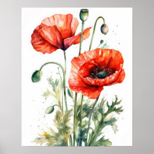 Red Poppy Flowers Art Impressão