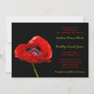 Red Poppy no Convite para Casamento Negro