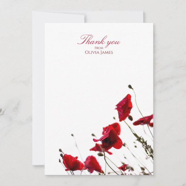 Red Poppy Obrigado Cartões (Frente)