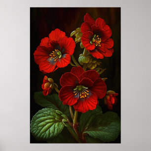 Red Primrose Flowers Art Impressão