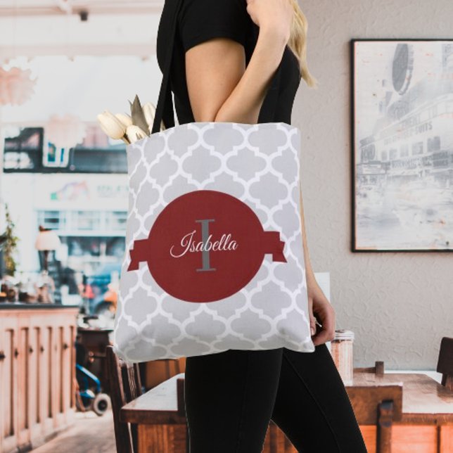 Red Quatrefoil Personalizado Tote Bag (Red Quatrefoil Personalized Tote Bag)