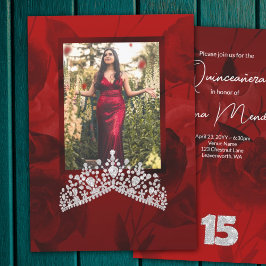 Red Quinceanera Diamond Gemstone Tiara Convite