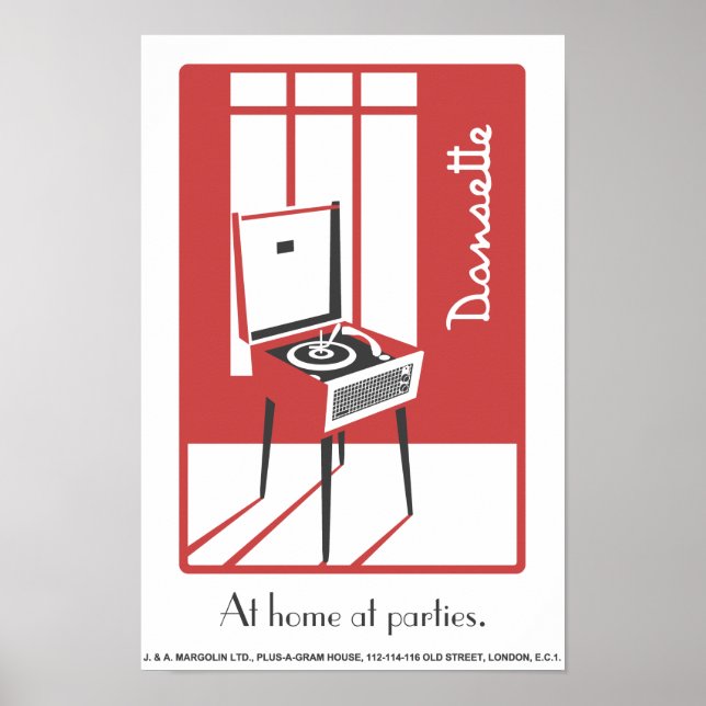 Red Retro Dansette player Pop Art poster (Frente)