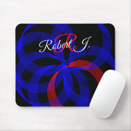 Red Revolving Accent Geometric Mouse Pad