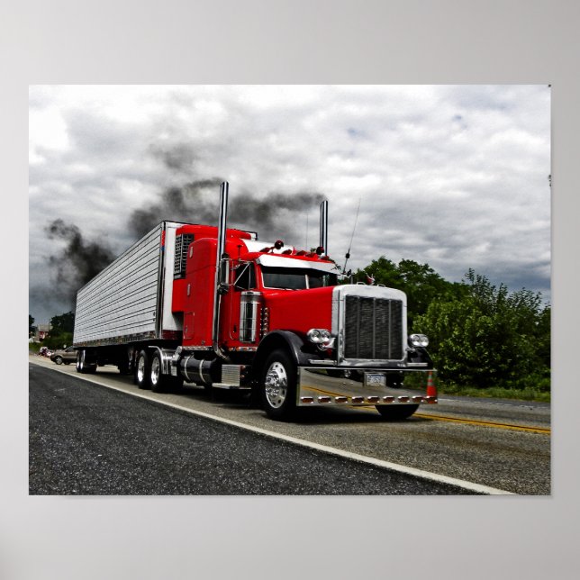 Red & Rollin' Peterbilt Poster (Frente)
