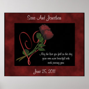 Red Rosebuds Red Heart Gift Poster