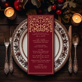 Red Royal Medieval Sword Wedding Menu Plano