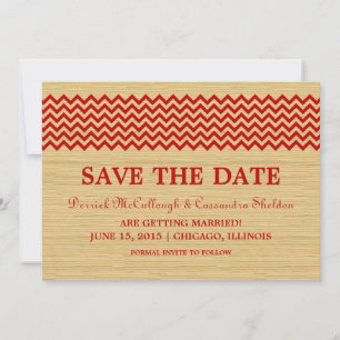 Red Rustic Chevron Salvar o Convite de Data
