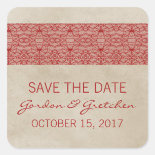 Red Rustic Lace Salve os Adesivos de Data