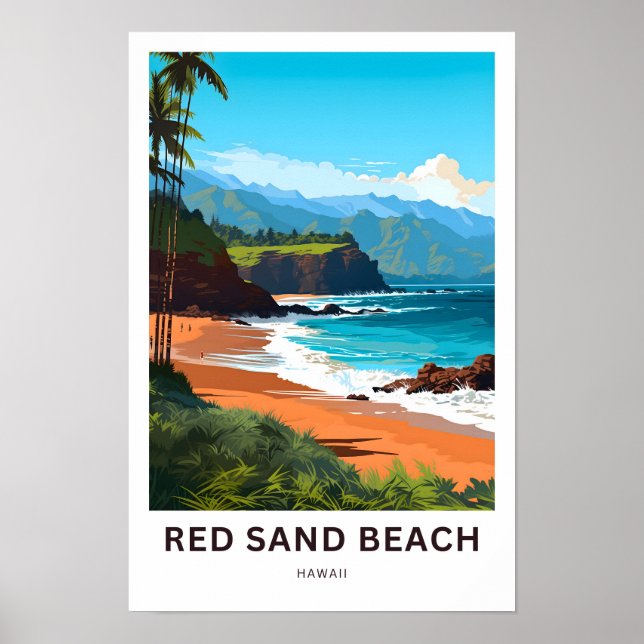 Red Sand Beach Hawaii Viagem Impressão (Frente)