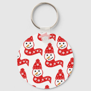 Red Snowmen Scarves Chaveiro
