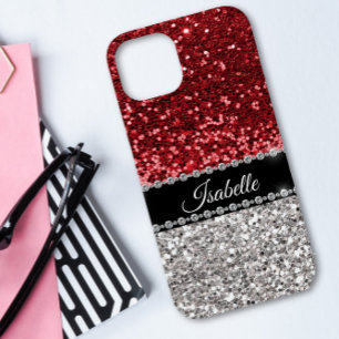 Red Sparkle Glam Bling Personalizado