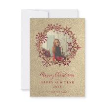 Red Sparkles Snowflakes Christmas Family Photo