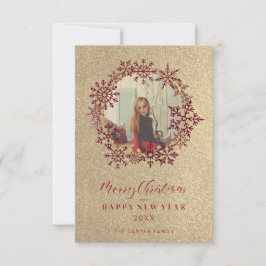 Red Sparkles Snowflakes Christmas Family Photo