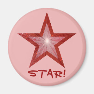 Red Star Fridge 'STAR' íman redondo rosa