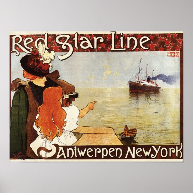 Red Star Line Cruises para Nova York Promo Poster (Frente)